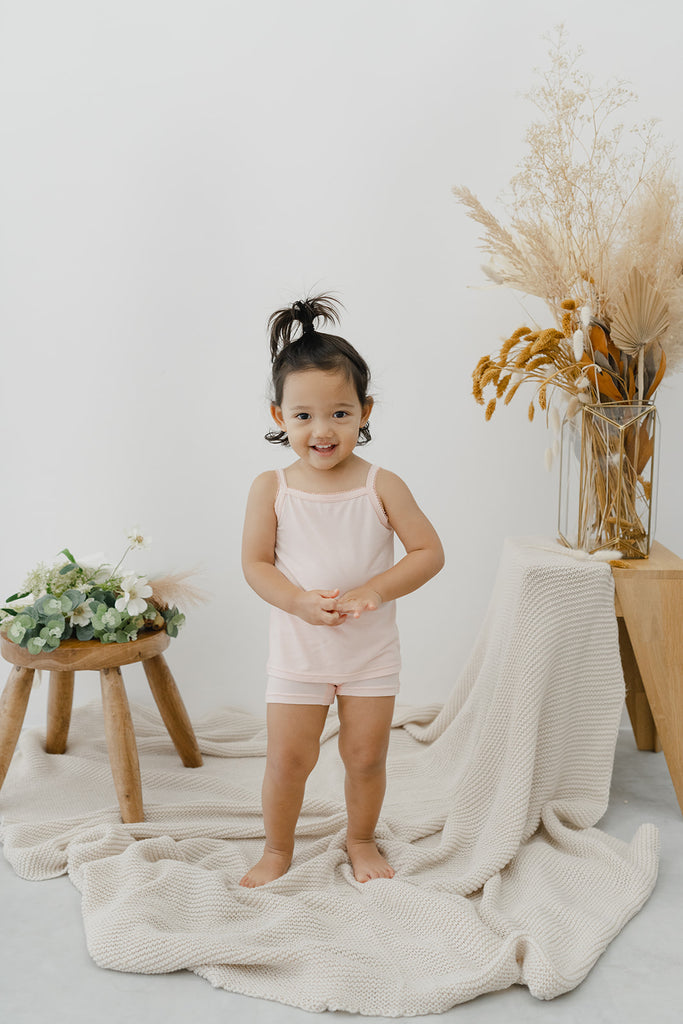 Just Peachy Camisoles are super soft and gentle on your little ones' skin. Designed with a snug fit for play. Add the breathable Camisole layer under your day clothes or snooze in maximum comfort. Made with Lenzing® TENCEL™ Micro Modal Fibers. Kids' underwear for sensitive skin, is the best kids' and toddler underwear.