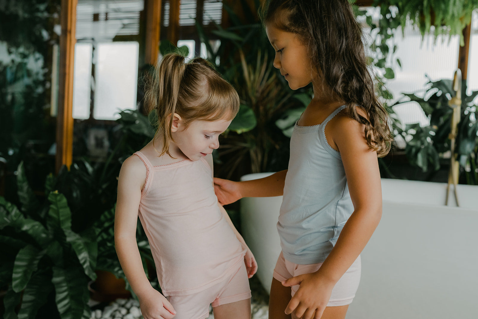 Just Peachy Camisoles are super soft and gentle on your little ones' skin. Designed with a snug fit for play, movement and a comfy night's rest. Add the breathable Camisole layer under your day clothes or snooze in maximum comfort. Made with Lenzing® TENCEL™ Micro Modal Fibers. Kids' underwear for sensitive skin, the best kids underwear.