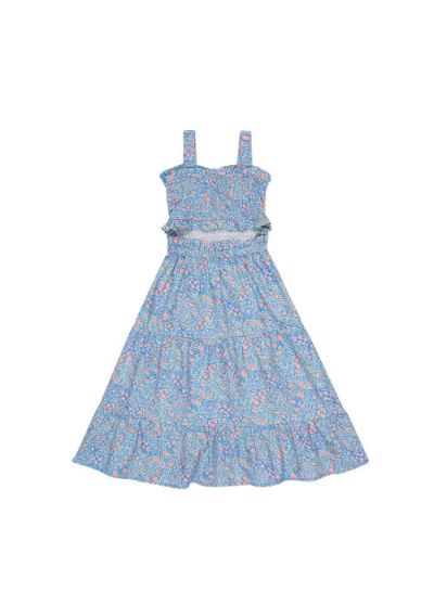 Breathable & lightweight liberty cotton girl dress with an open back is stylish and comfortable. The liberty cotton girl dress and Mini Me dresses online.