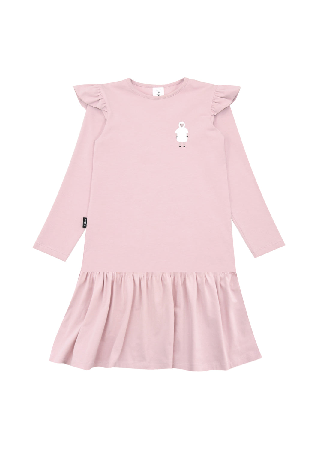 Pink girl dress with long sleeves and cute sheep print made with organic cotton online. Shop girl dresses and sustainable kids clothing at MiliMilu Lifestyle.