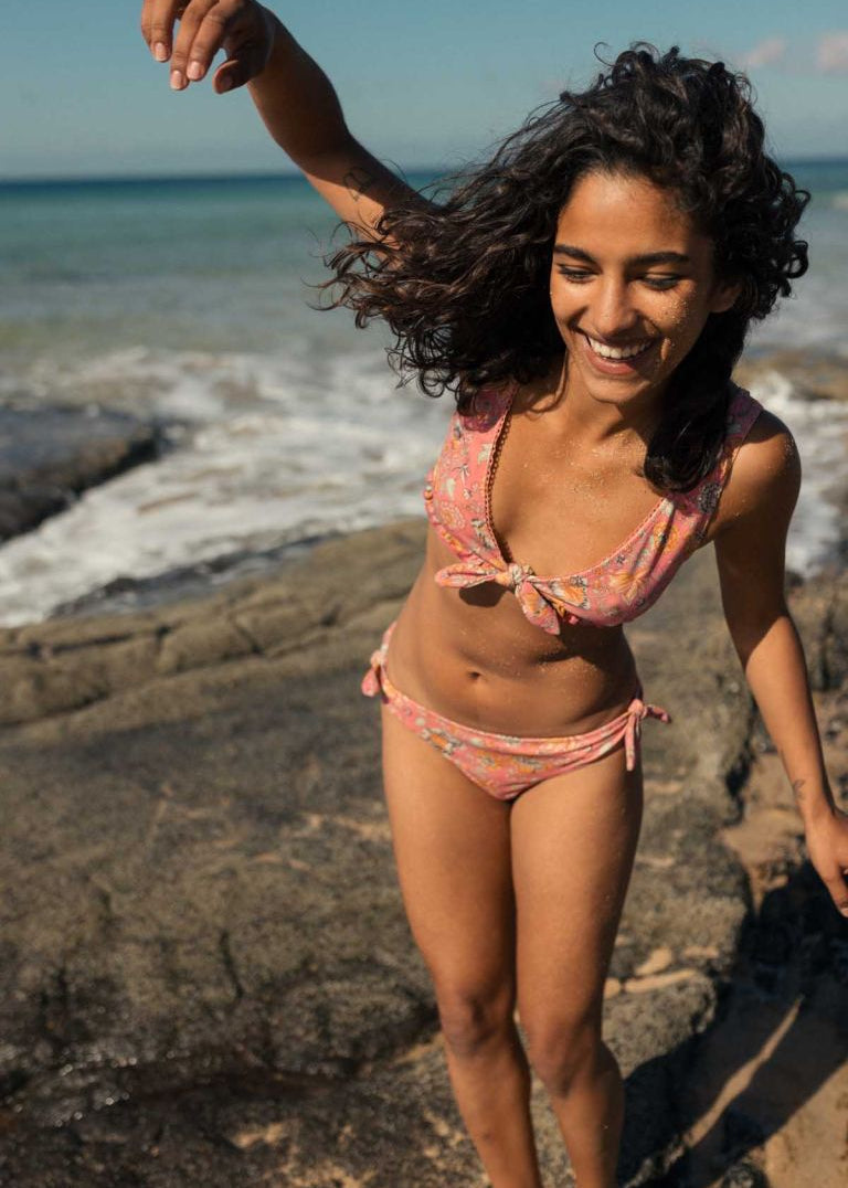 Kauai bikini bottoms Bohemian Strawberry by Louise Misha — adjustable side ties, flattering fit, back view