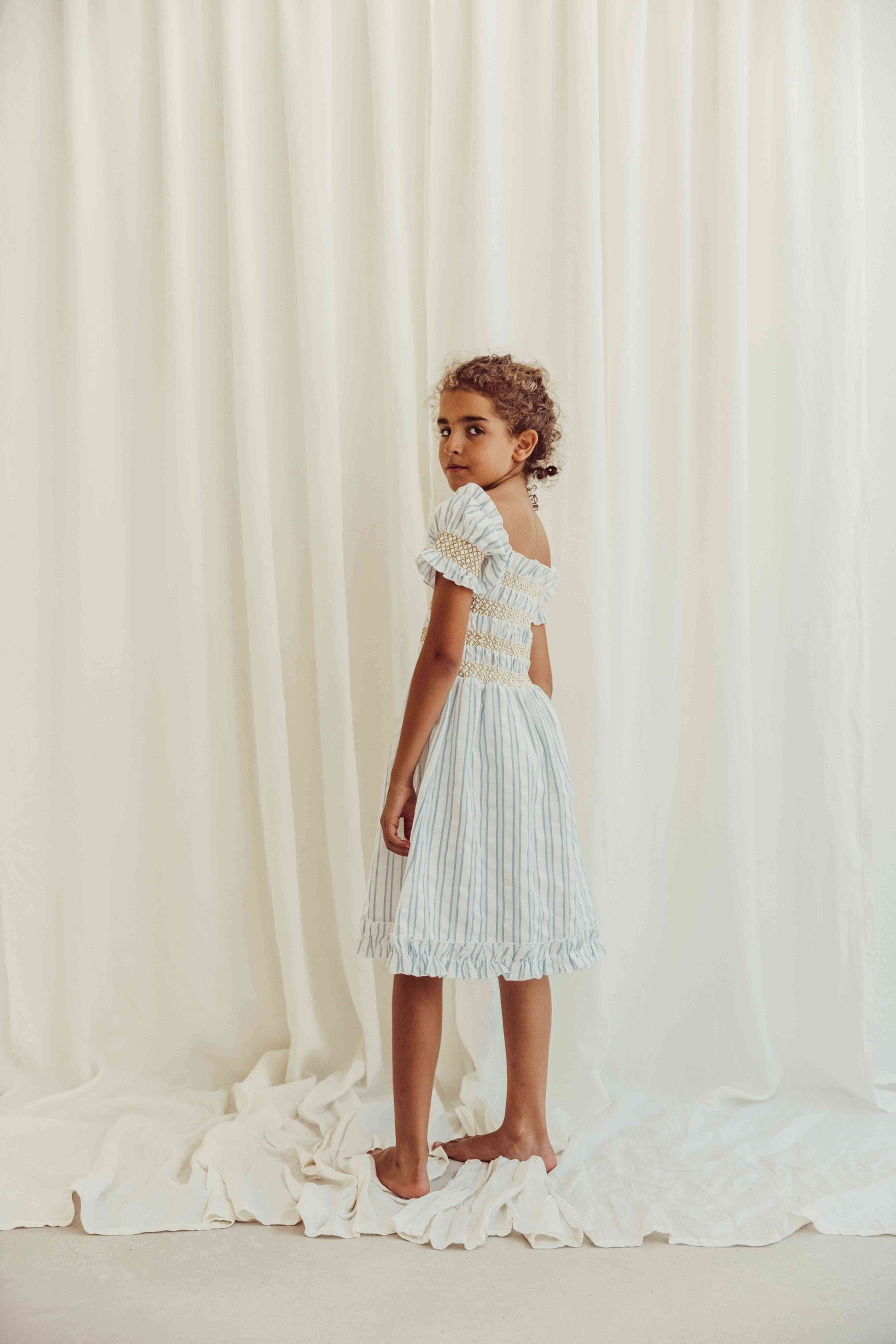 Smocked girl summer dress