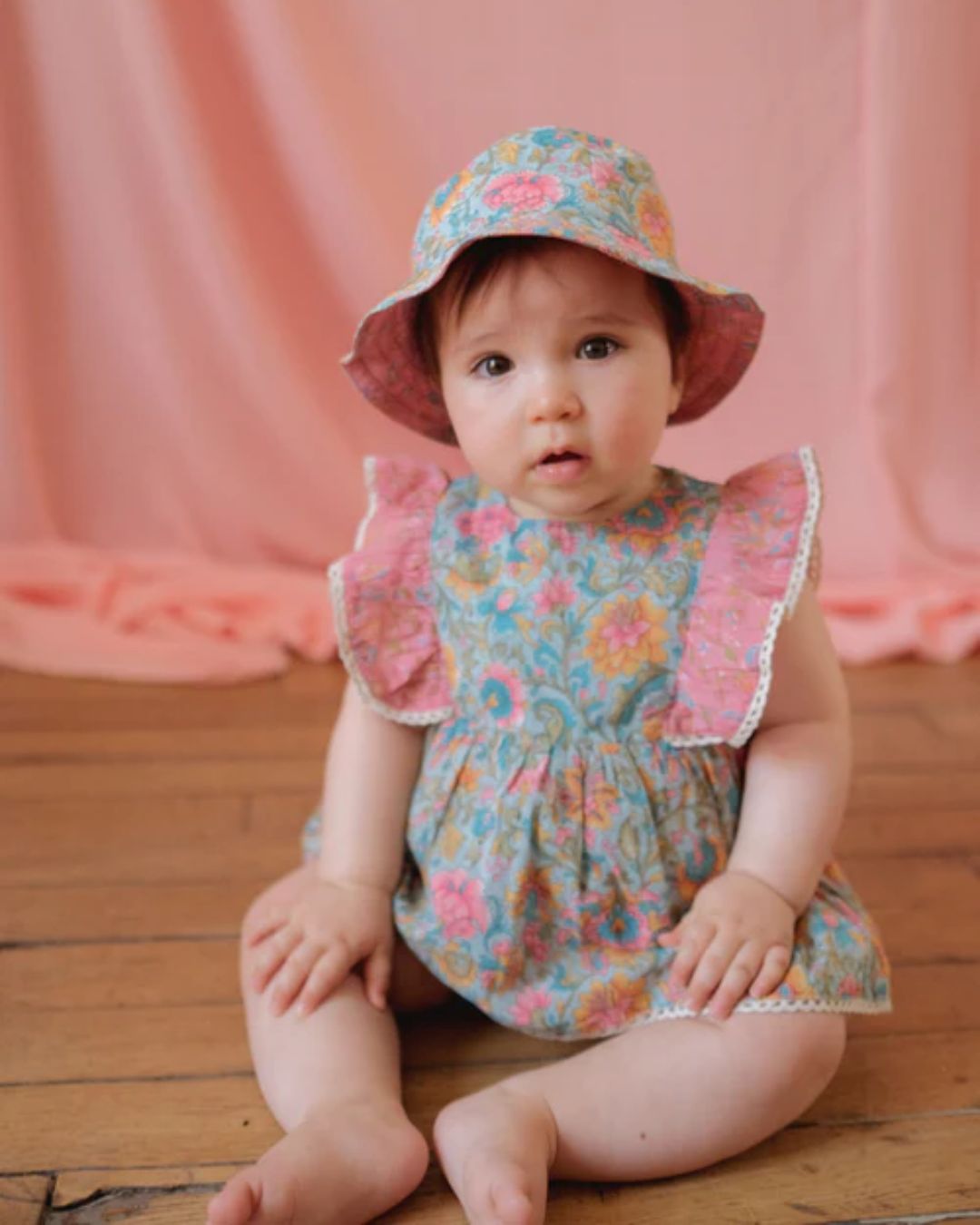Organic terry smocked girl dress Lilac / summer dress