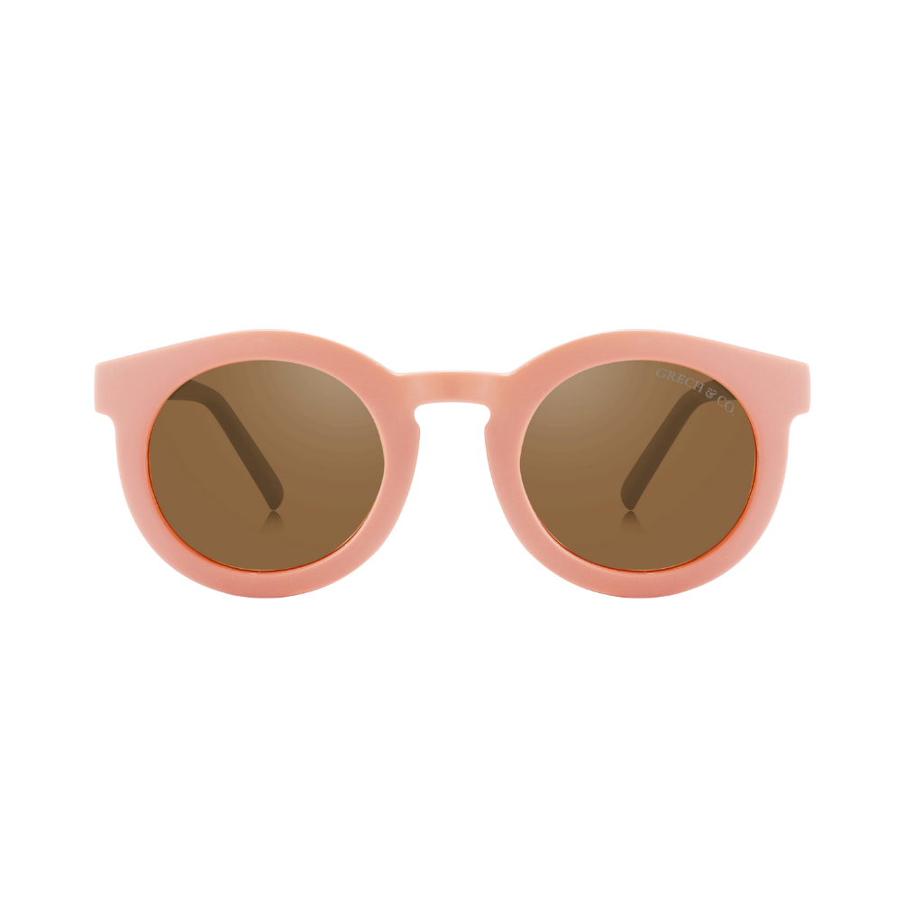 Sustainable baby sunglasses in pink colour by Grech & Co. Eco-friendly sunglasses with polarised lenses & UV400 protection. Mommy & daughter matching sunglasses