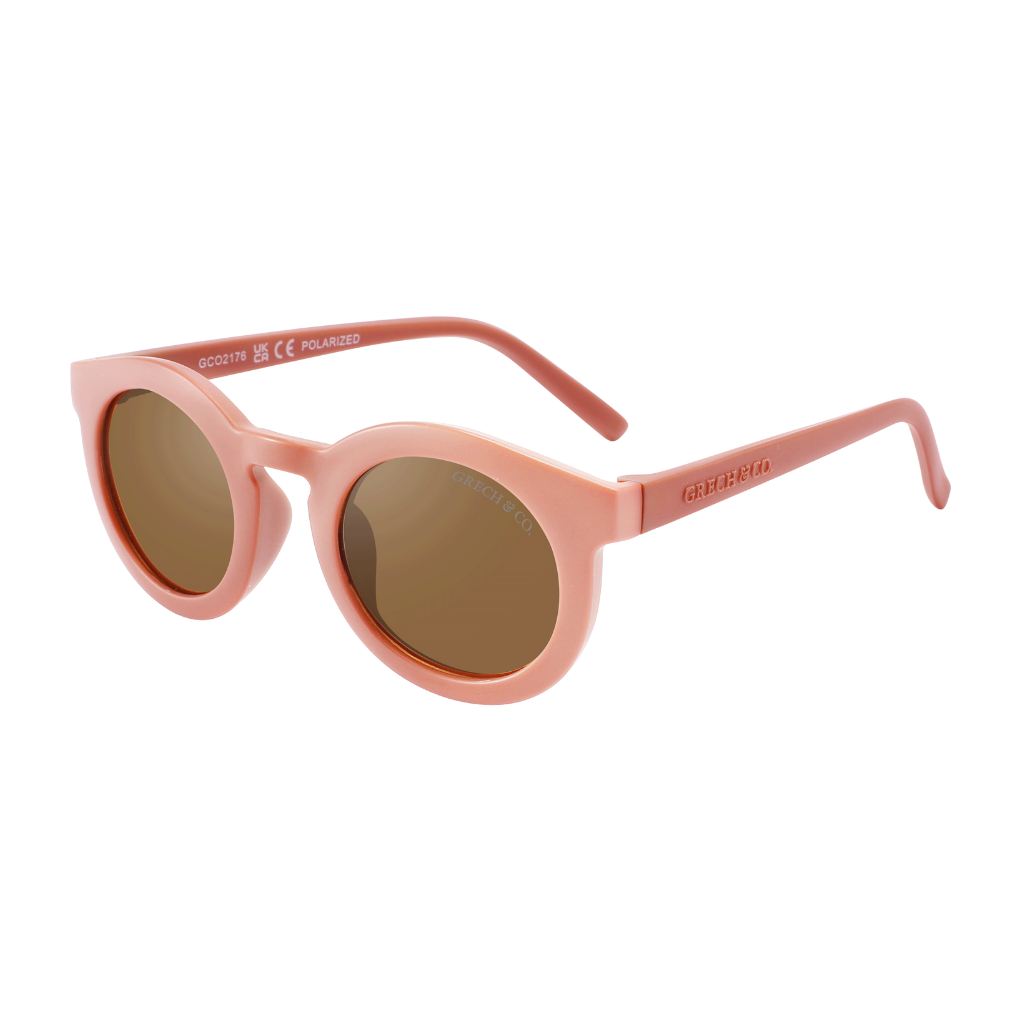 Sustainable sunglasses in pink are eco-friendly/non-toxic break-resistant material - offering durability through its flexible form. Mini-Me styles are available