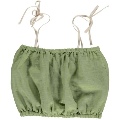 Organic cotton womens clothing and organic muslin crop top in green online at MiliMilu Lifestyle. Shop sustainable and eco friendly women fashion for summer.