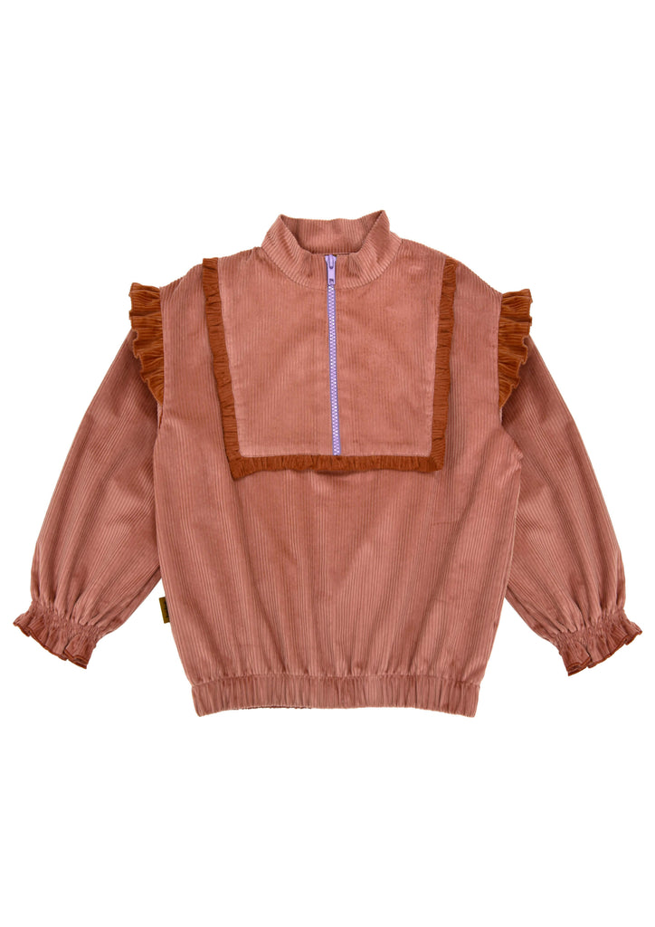 Shop a stylish pink corduroy jumper with a zipper in pop colours online in Hong Kong and Singapore at MiliMilu. The jumper is lightweight, and breathable and features cool details that add to its unique kid's style. Clothing for stylish girls and tweens online and girls jumpers, sweaters that girls like.