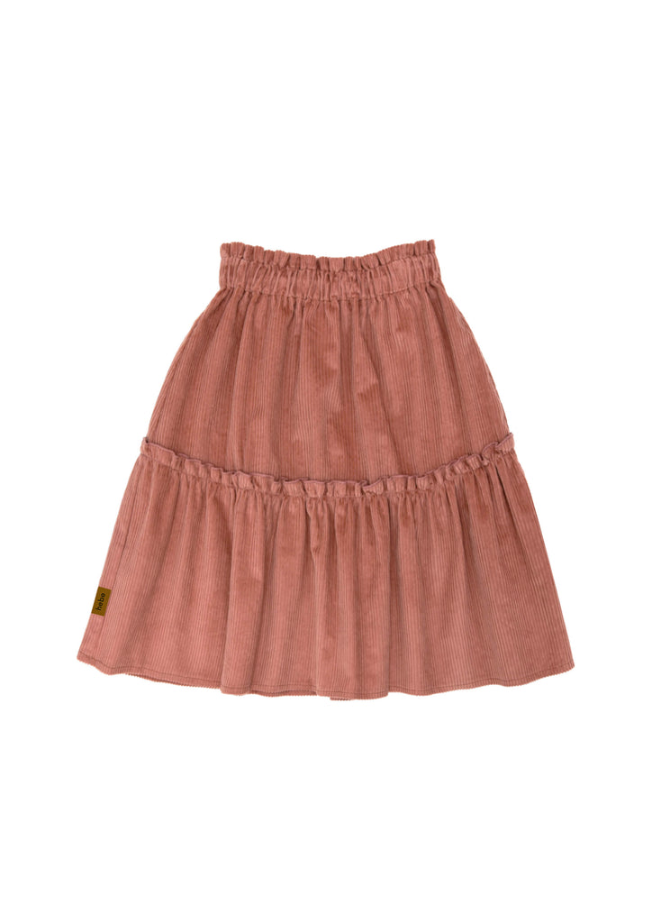 Shop a stylish midi skirt for girls in pink corduroy with a voluminous design online in Hong Kong and Singapore at MiliMilu. The pink skirt is easy to wear and can be paired with any outfit, but it looks amazing when paired with our pink corduroy jumper! Shop the highest quality and the most unique kids' clothing.
