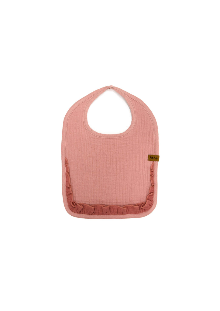 Shop a breathable organic muslin bib for baby girls that comes in soft pink with a beautiful darker pink ruffle online in Hong Kong and Singapore at MiliMilu. Organic cotton baby clothing and accessories that are practical and stylish. The widest selection of baby gifts and presents and most loved Christmas gifts.