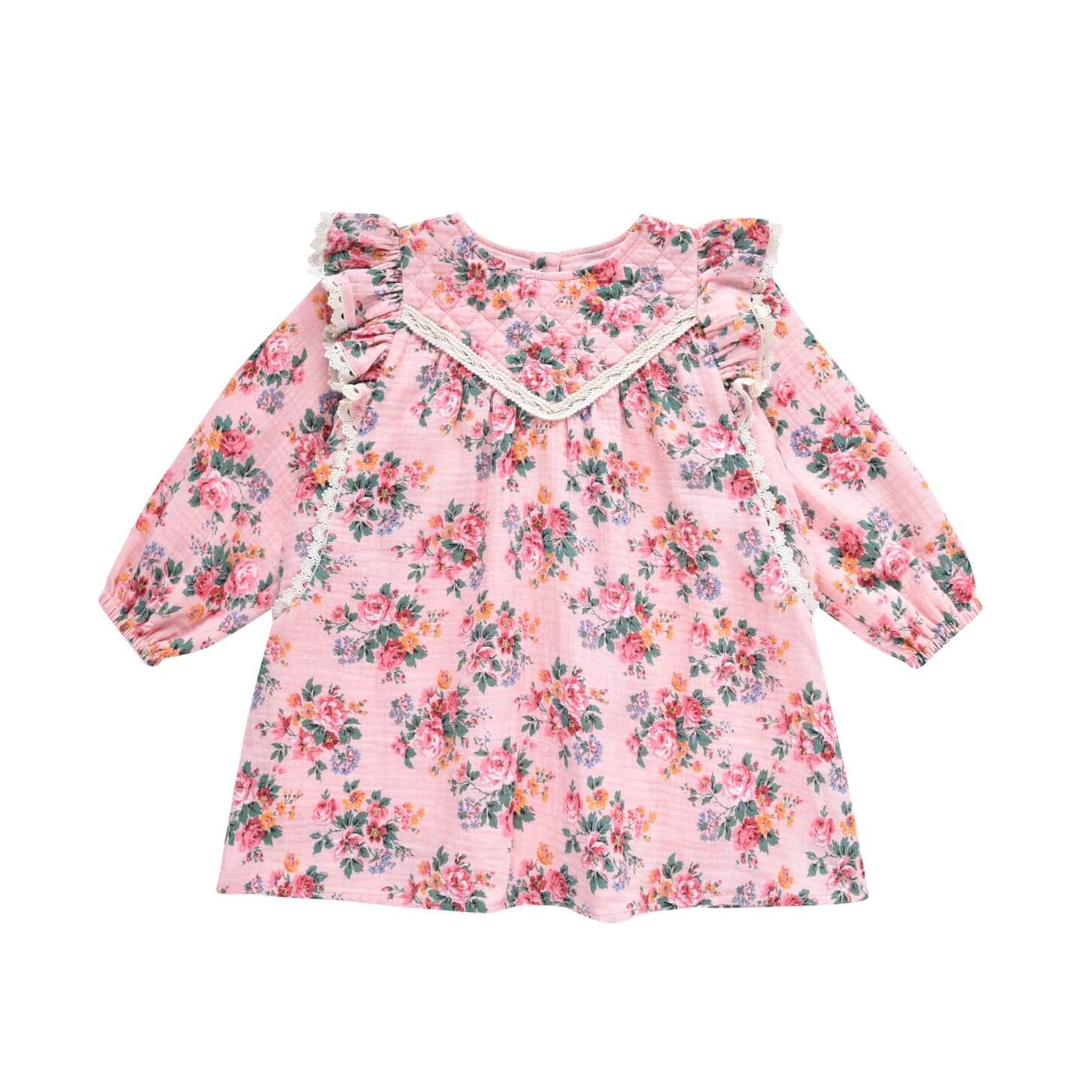 Shop the organic cotton girl dress beautiful pink flower print by Louise Misha online in Hong Kong and Singapore at MiliMilu. Girl's dress that is perfect for parties, day-to-day wear and events and is the most popular dress in Hong Kong. Practical kid's gifts and practical and kids' favourite Christmas gifts online.