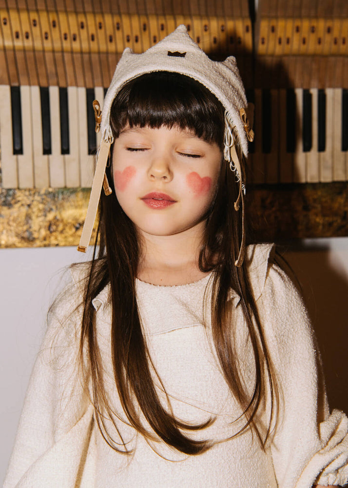 White princess crown for girls - adjustable fabric headband with tassels by MiliMilu