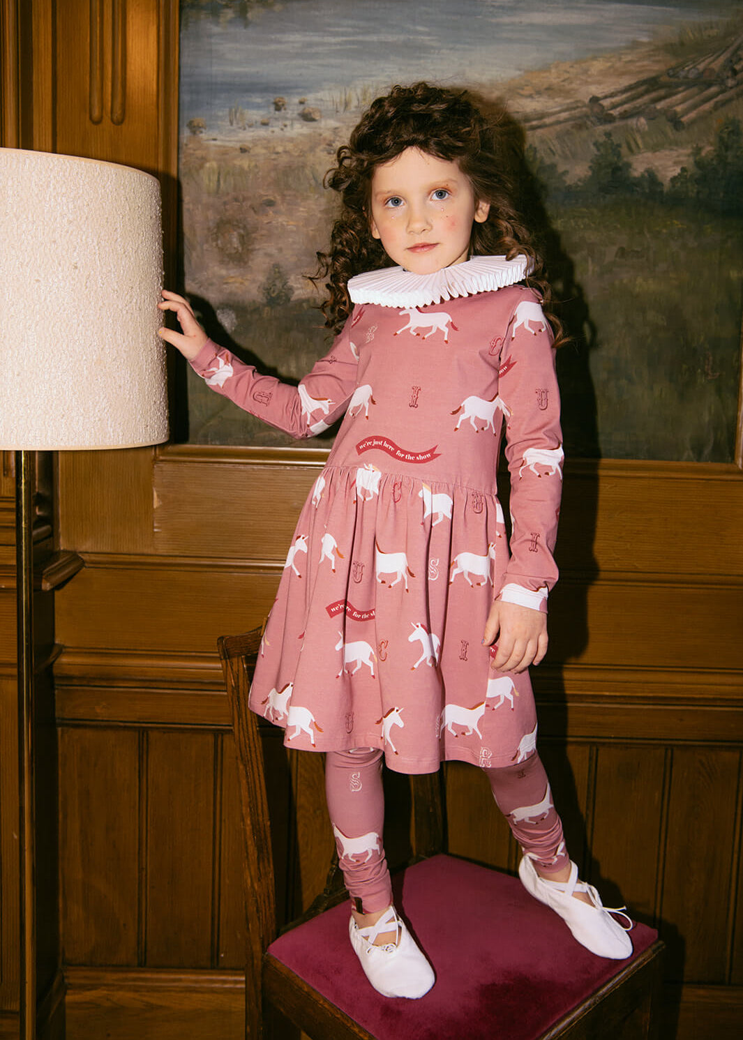 Girls pink unicorn print leggings in OEKO-TEX organic cotton – Hebe fair trade kids fashion