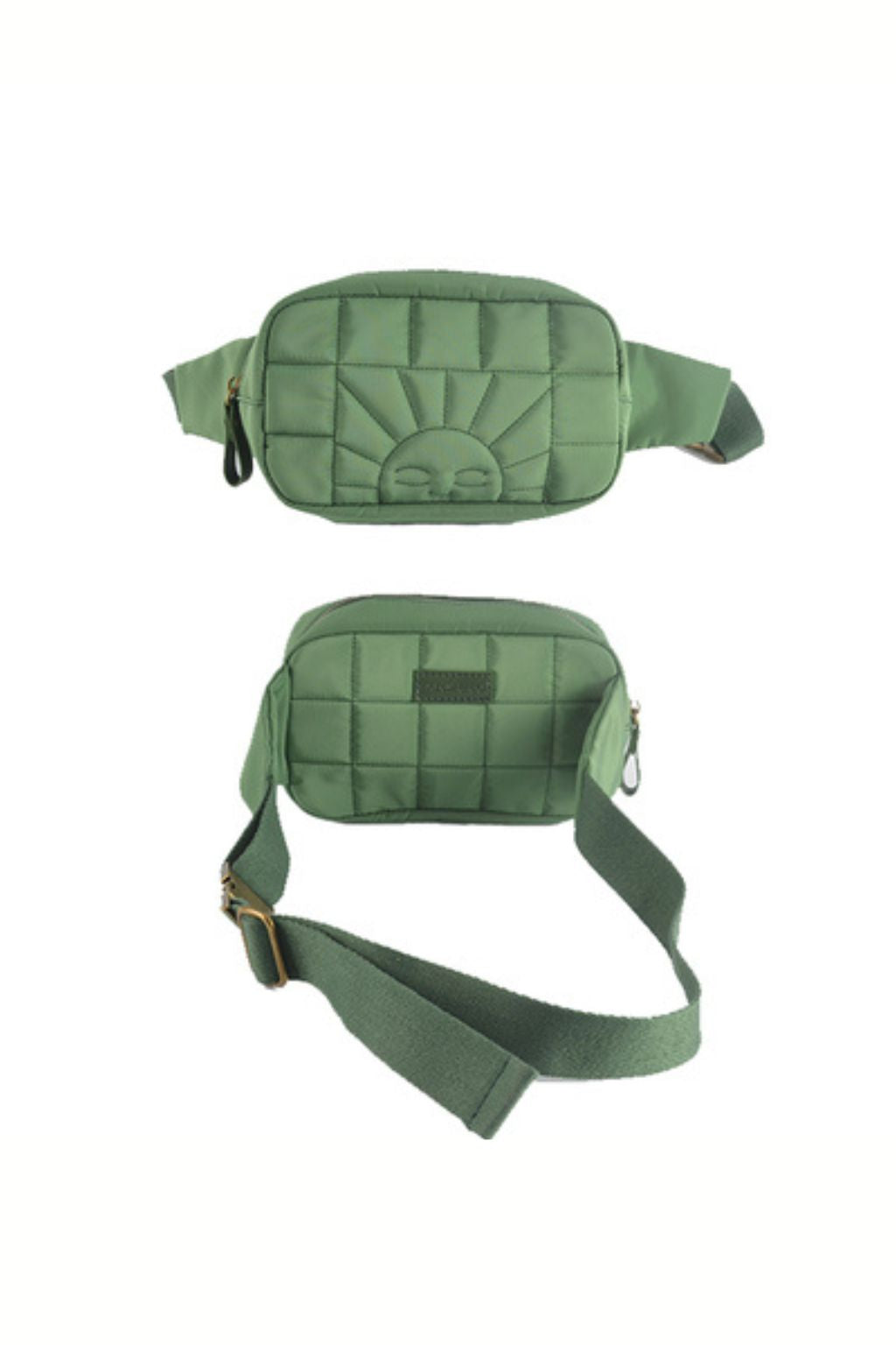 A sustainable crossbody/waist bag or fanny pack for women and kids in green colour from Grech&Co. Made from Eco-Friendly materials and is waterproof online.