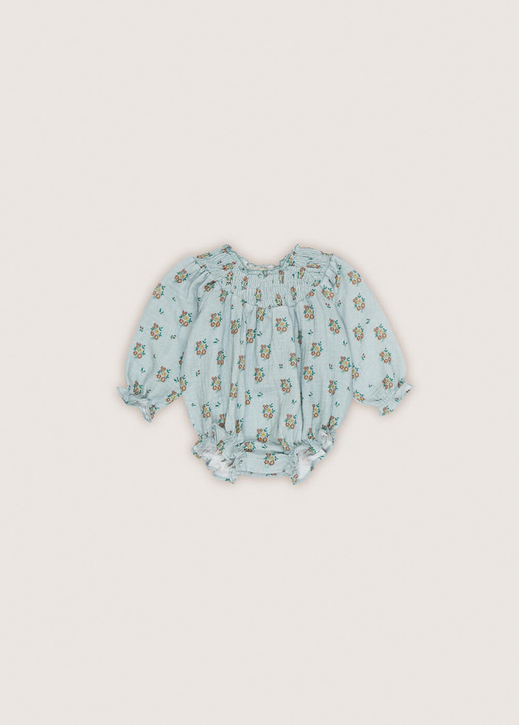 Shop the best baby clothing online in Hong Kong and Singapore at MiliMilu. The long-sleeved baby romper with flowers on light blue clolour is the softest and the most comfortable clothing your baby girl will wear.  A soft and gentle cotton baby girl's romper will make your little girl feel comfortable.