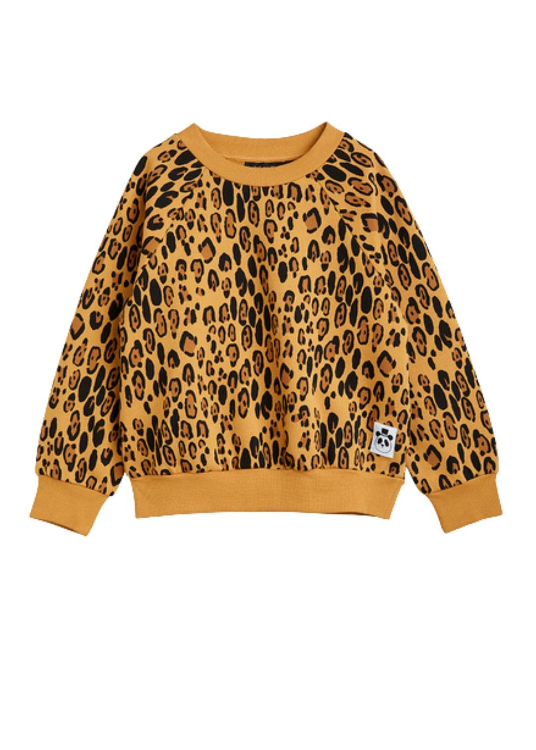 Kids wearing beige leopard print organic cotton sweatshirt by Mini Rodini