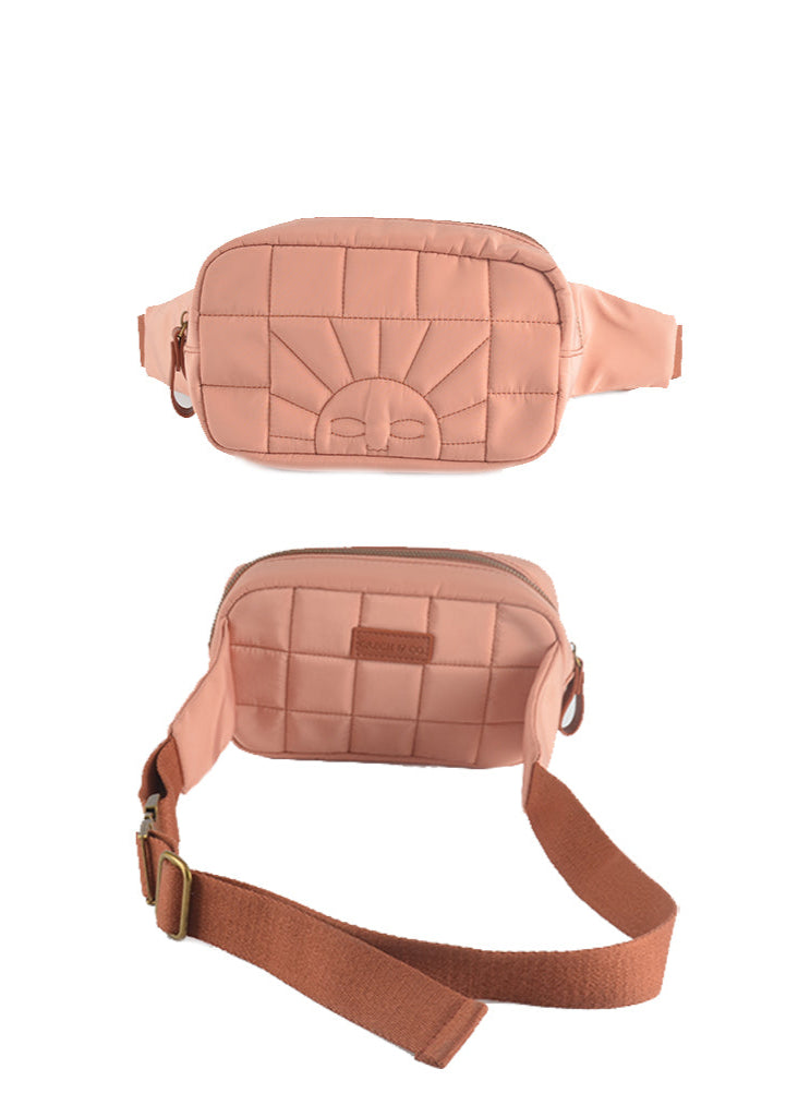 Eco-Friendly Crossbody Waist Bag Sunset Pink - Front View Sustainable Fashion