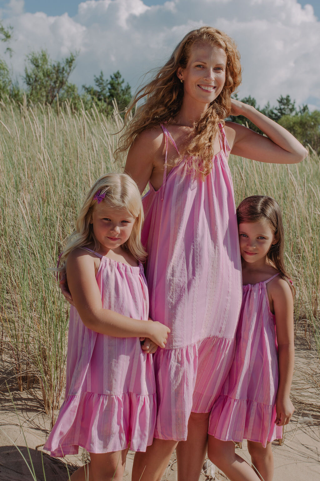 Sustainable pink dress for women  - flowy dress for everyday wear, dress up or heading to holidays. Mini Me dress is available for Mommy and Daughter matching.