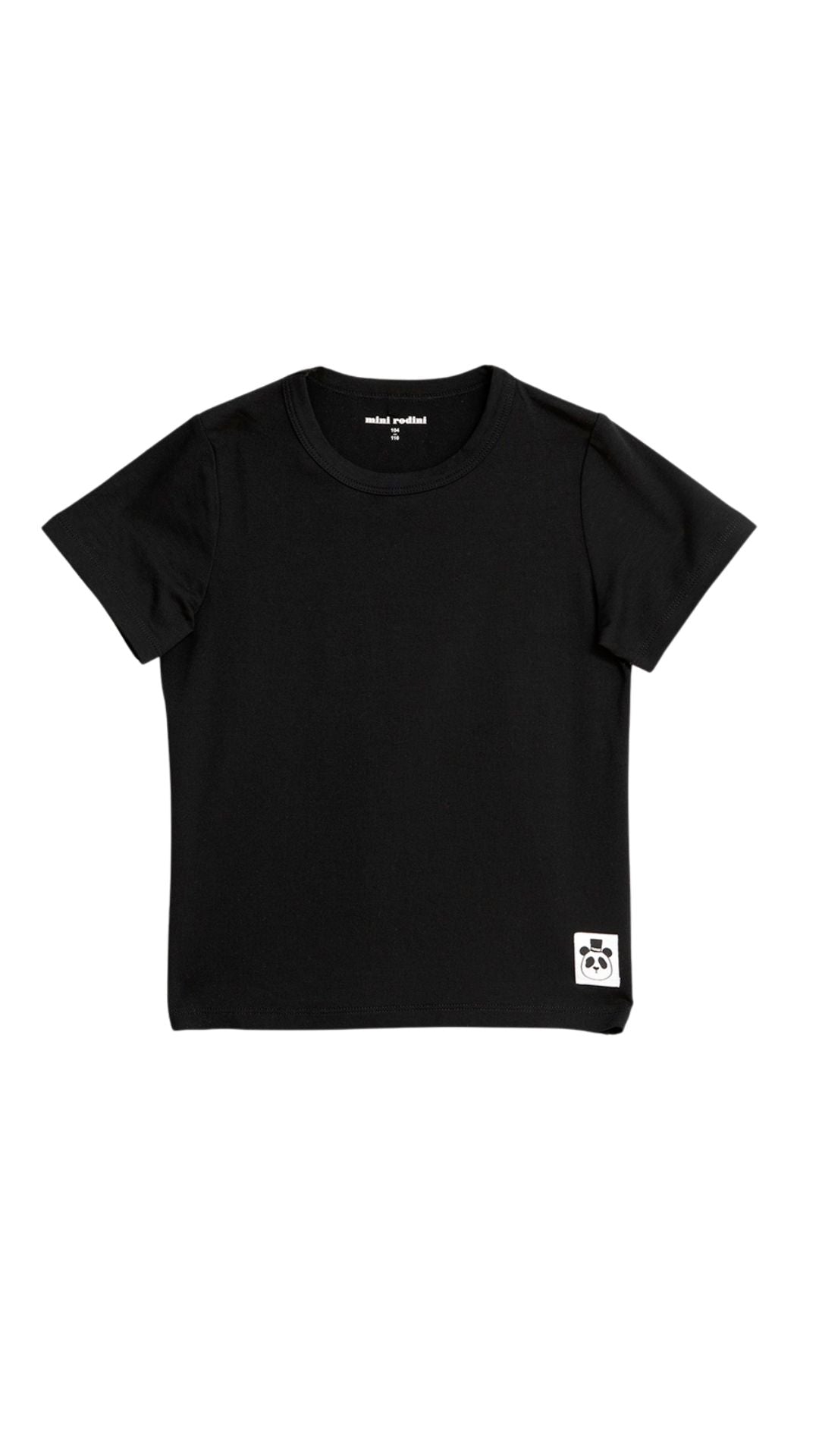 Mini Rodini kids T-shirt basic line is crafted from TENCEL Lyocell. This kids T-shirt in black is breathable and lightweight clothing for kids that is practical