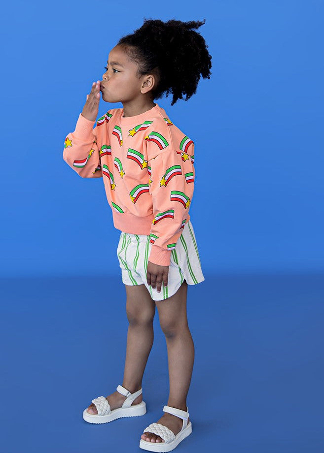 Girls GOTS organic cotton jumper with statement puff sleeves and star print — CarlijnQ sizes 1–12 years | MiliMilu
