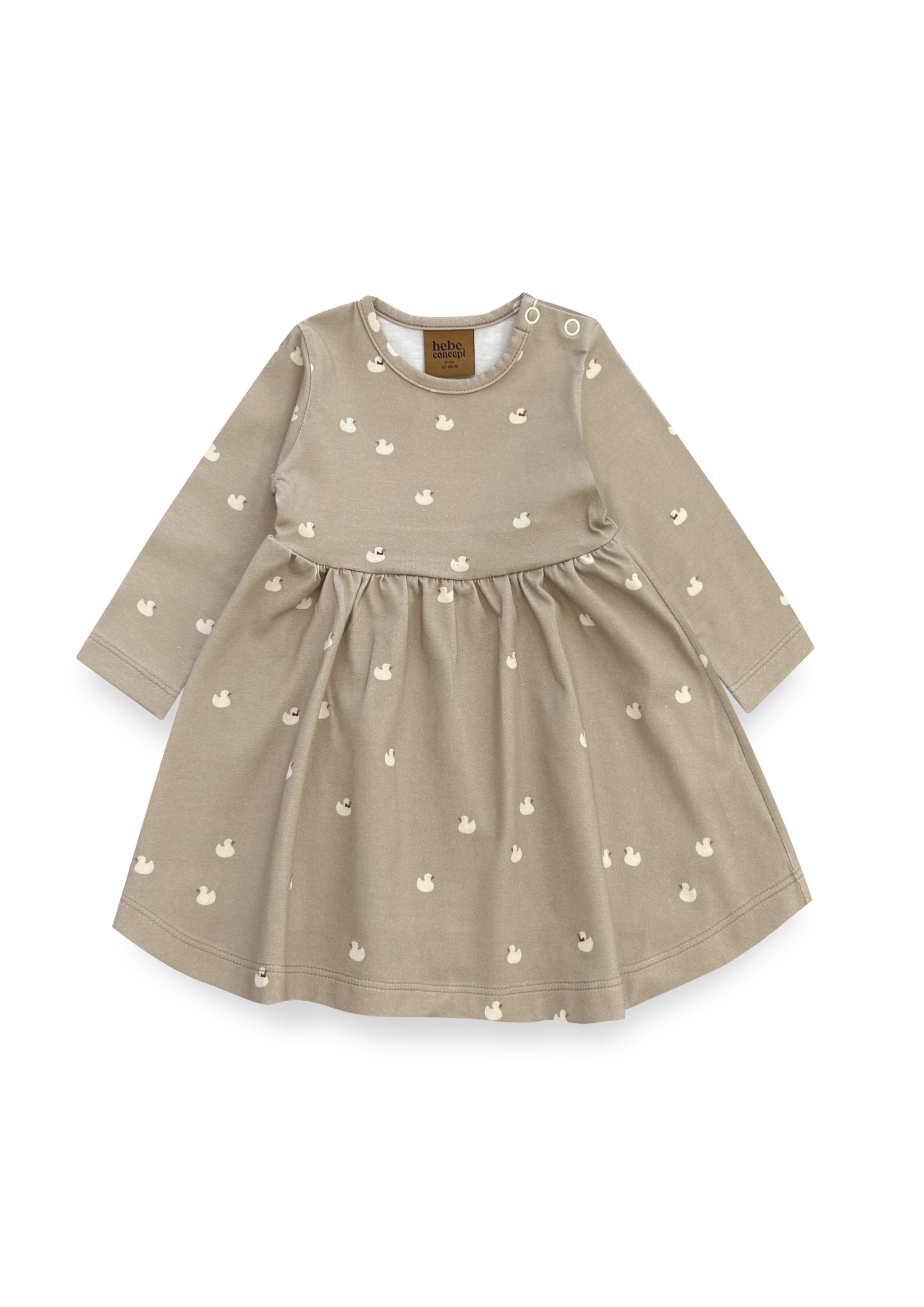Organic cotton girl dress with playful mini duck print, daily dress