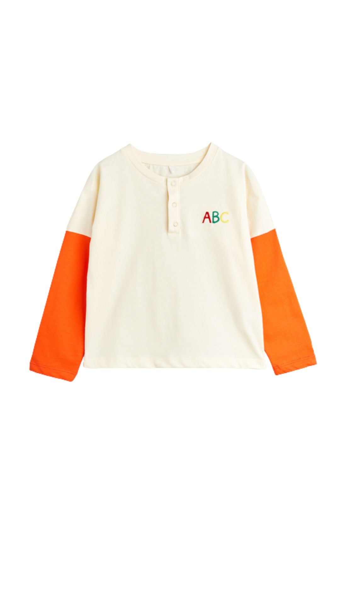 Mini Rodini long-sleeved shirt is made from 100% GOTS-certified organic cotton and this long-sleeve shirt features ABC embroidery on the chest.