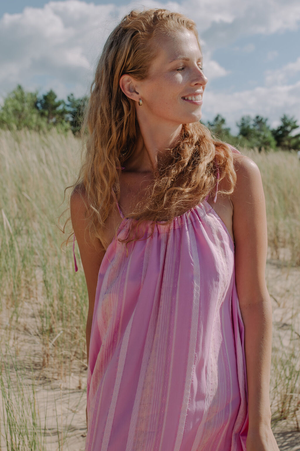 Sustainable pink dress for women  - flowy dress for everyday wear, dress up or heading to holidays. Mini Me dress is available for Mommy and Daughter matching.