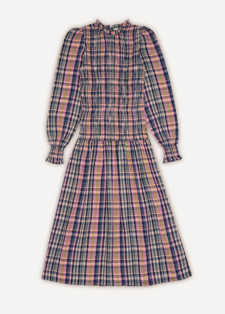 Shop checked women's midi dresses online in Hong Kong, and explore a wide selection of trendy and sustainable women's dresses online. This checked dress is lightweight and versatile and can be worn from the office to weekends. Women's checked dress is midi length with multicolour checks and very comfortable.