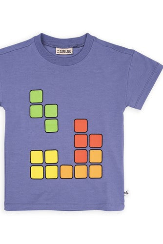 Shop kids organic cotton t-shirt Blox inspired by the blocky world of video games and superheroes. This kids t-shirt is made with organic cotton by CarlijnQ. MiliMilu offers the trendiest and most comfortable kids summer collection online that is breathable and easy to wear, kids clothing made for summer and holidays.