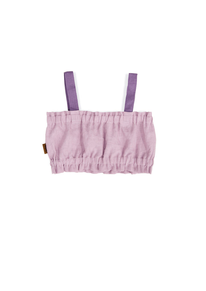 Shop sustainable and breathable girl's stylish linen crop top, a trendy crop top for girls in lilac colour with purple straps, will be her favourite crop top this summer. Our collection features trendy crop tops and cool linen tops and kids swimwear. Shop the best kids summer clothing online at MiliMilu.