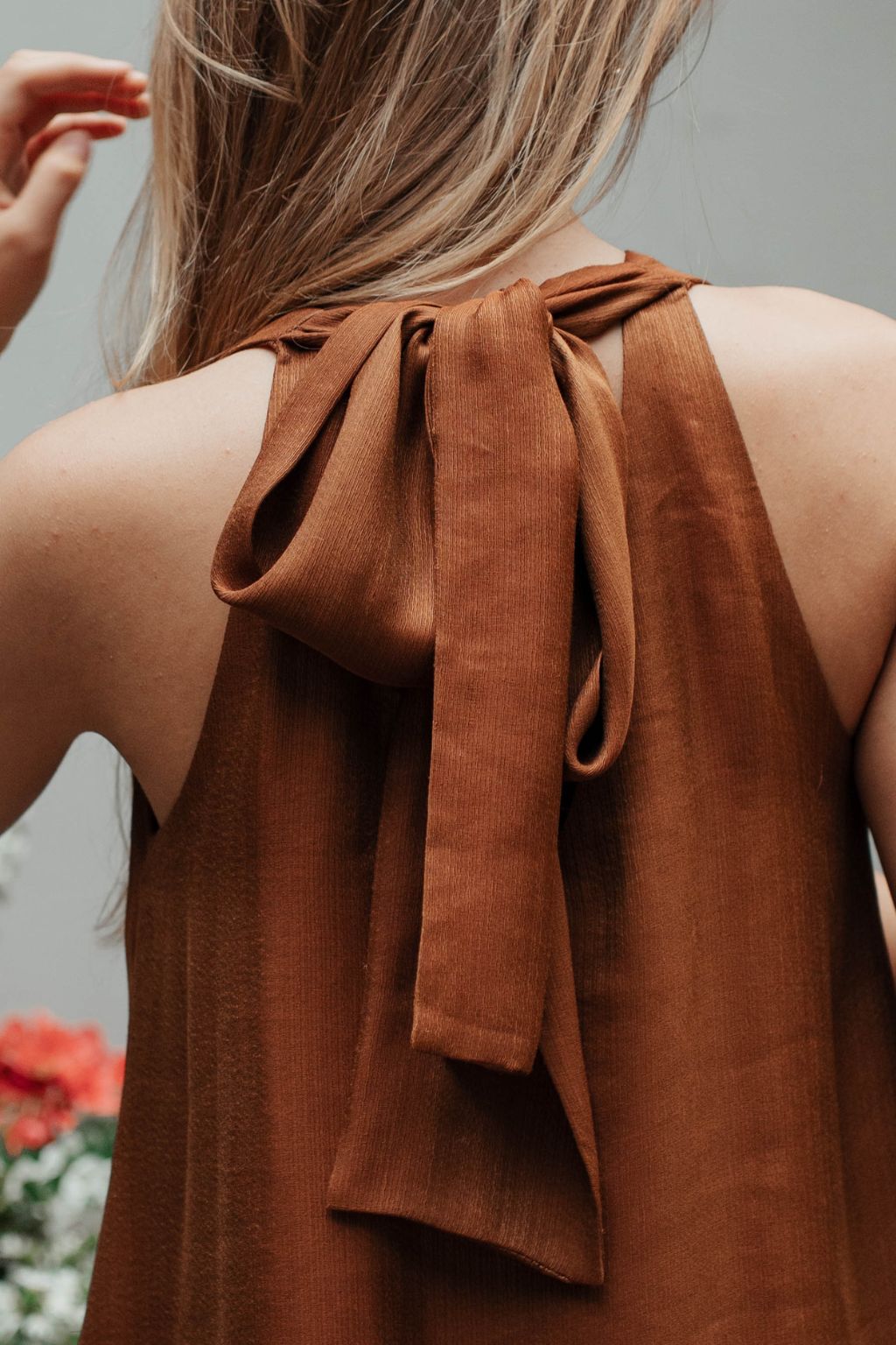 Silk linen dress made with deadstock fabrics - sustainable fashion.