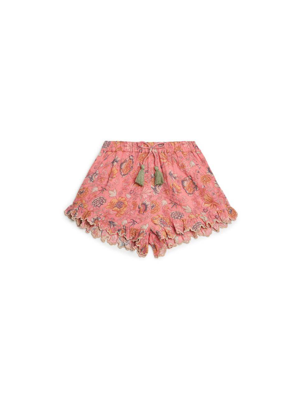 Organic cotton girl shorts in pink, breathable with elasticated waist by Louise Misha. Best kids sustainable clothing & organic cotton kids clothing online.