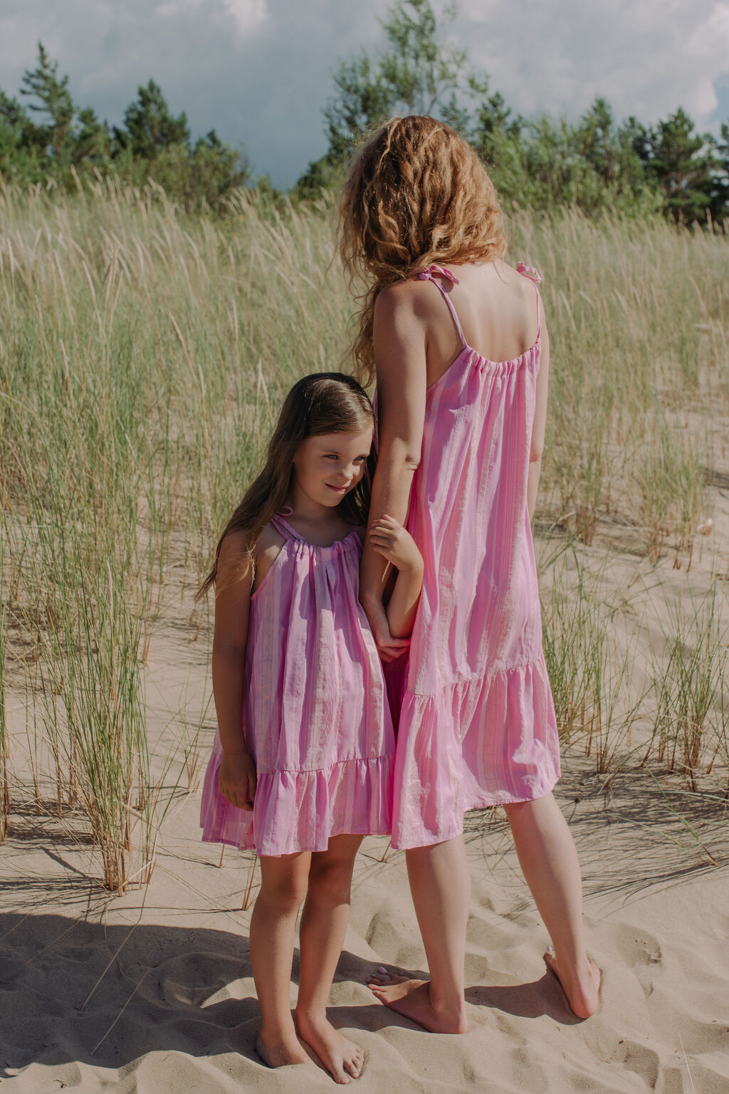 Sustainable pink dress for women  - flowy dress for everyday wear, dress up or heading to holidays. Mini Me dress is available for Mommy and Daughter matching.