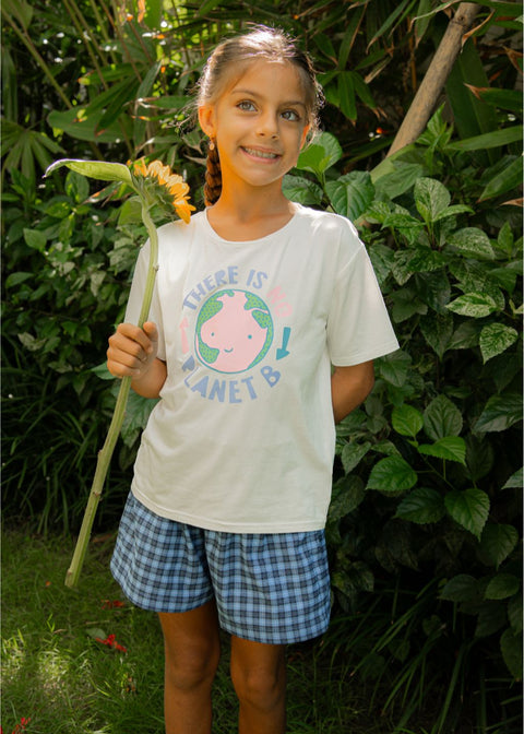Kids Bamboo T-Shirt 'There is no Planet B' Vanilla