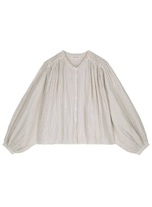 Shop Jeanne blouse, a beloved favourite among women, now available in cream stripes online in Hong Kong and Singapore at MiliMilu. Mini-Me fashion is available for matching outfits for mommy and son. Perfect women blouse for office and weekends and most loved women's present and best Christmas gift.