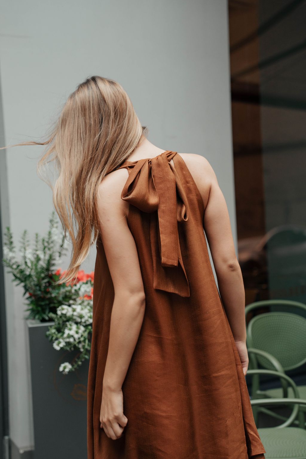 Women's dress with a big bow - Paris mini dress styling.