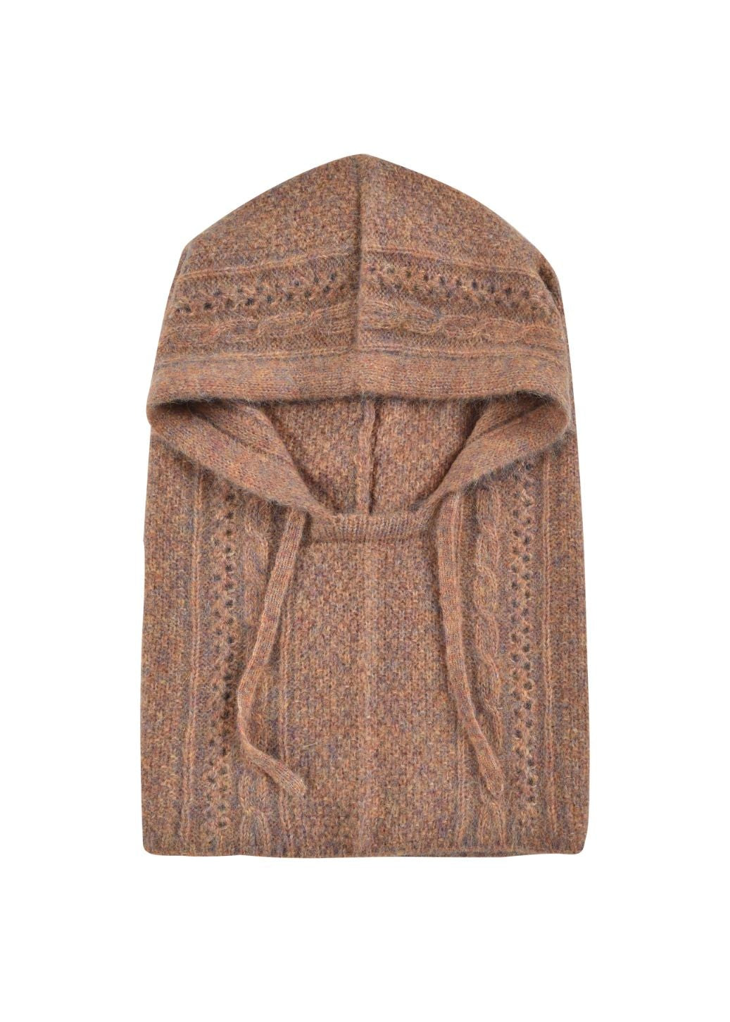 Louise Misha cinnamon merino wool hood detail - versatile winter scarf and hood
