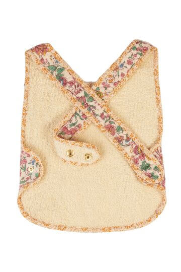 Organic cotton baby bib is adorable and functional with a floral print and terry cloth on the reverse by Louise Misha The best baby gift & baby shower present.