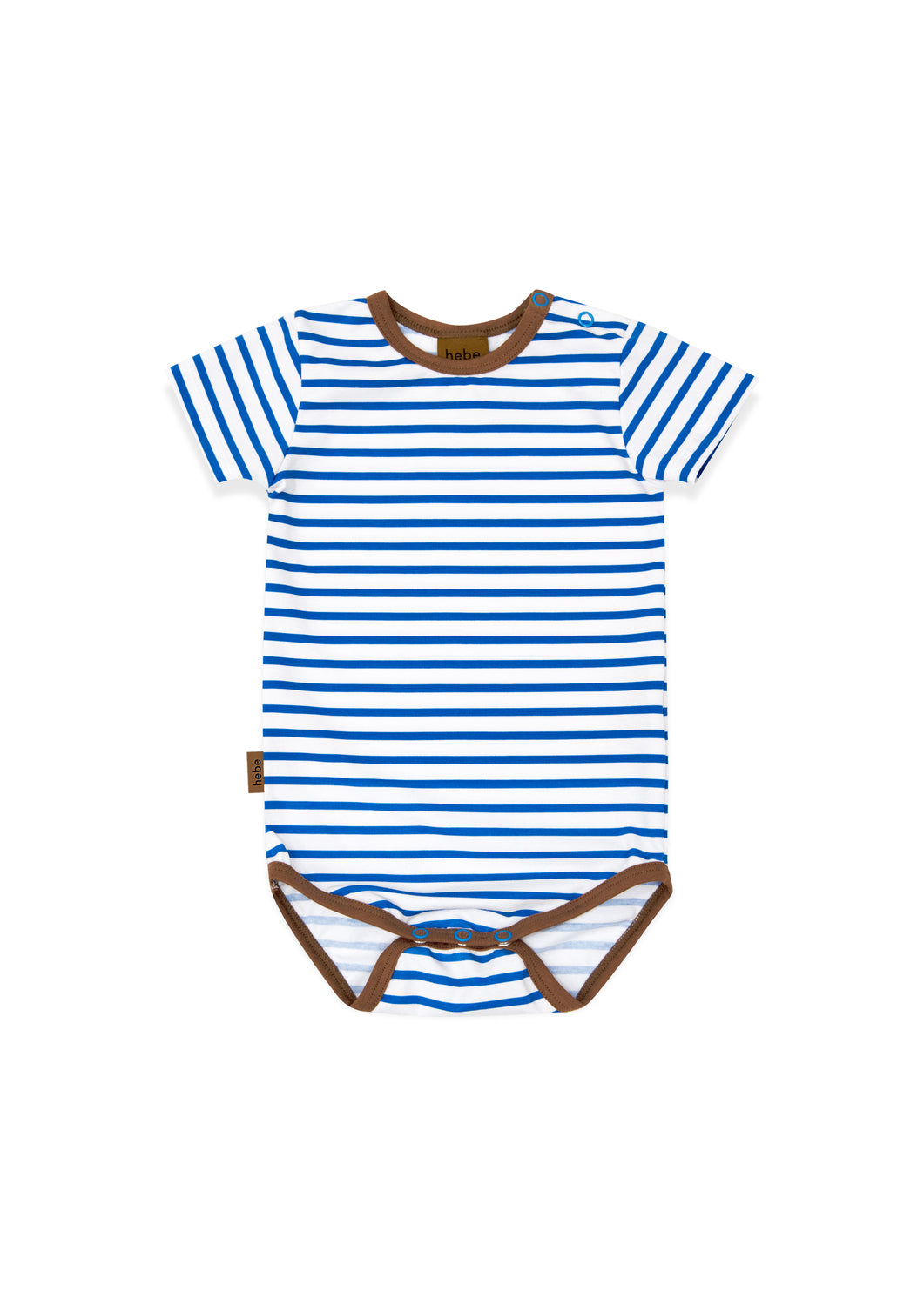 Comfortable baby body - easy to wear, lightweight, and breathable organic cotton clothing. The baby bodysuits features blue stripes all over and sanp buttons.