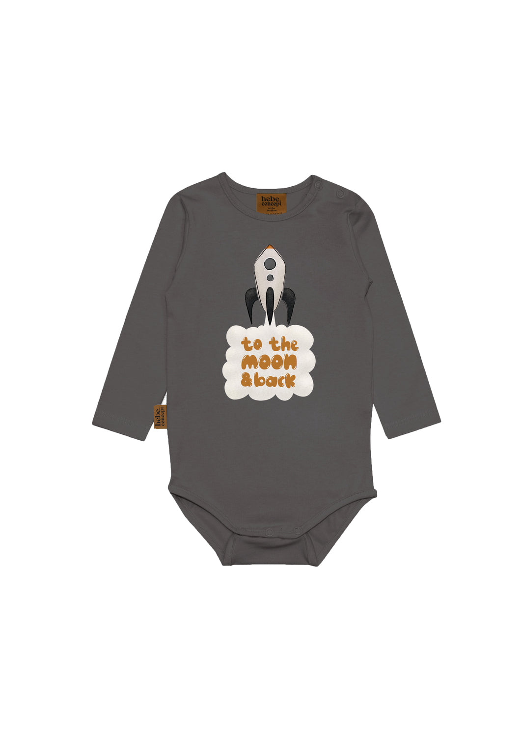 This baby body in grey is. Our baby clothes are made for active baboes. This body is made with Oeko Tex 100 Standard breathable cotton. Best baby gifts online.