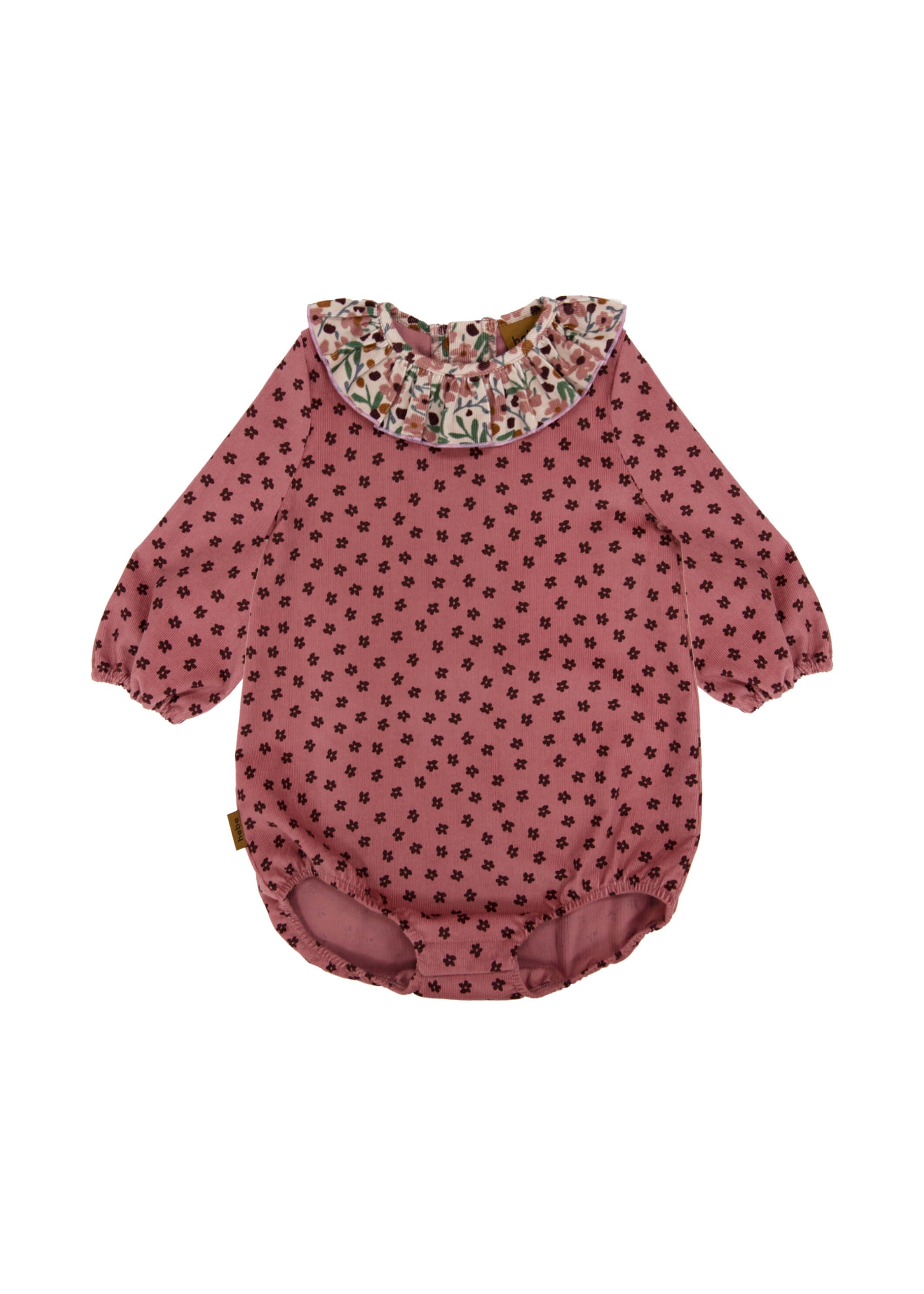 Baby girl romper with flower collar detail – Hebe ethical kids fashion in deep pink velvet