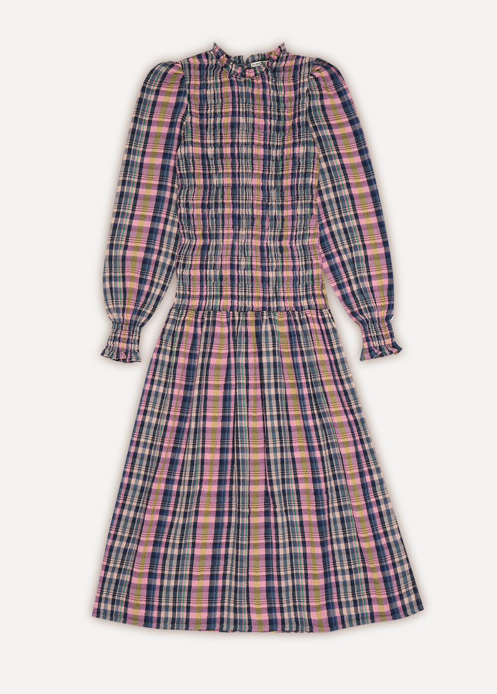 Sustainable fall dress for women — The New Society multicolour check midi dress at MiliMilu