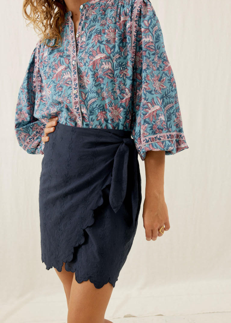 Women's black embroidered mini skirt Charlie by Louise Misha — front view