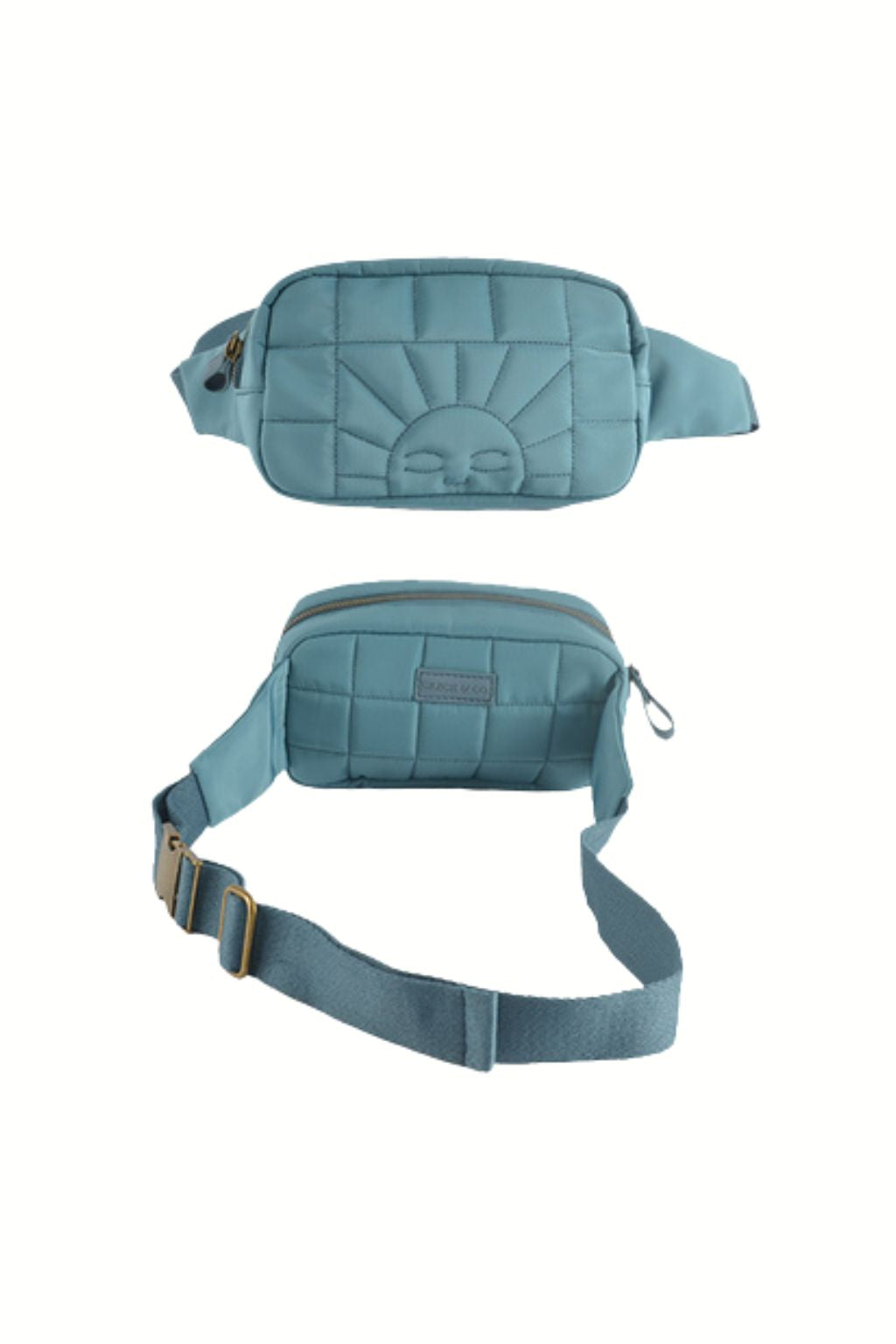 Eco-friendly and sustainable crossbody /waist bag/ fanny bag in blue for women and kids from Grech&Co, hands-free bag. Made from 100% Eco-Friendly materials.