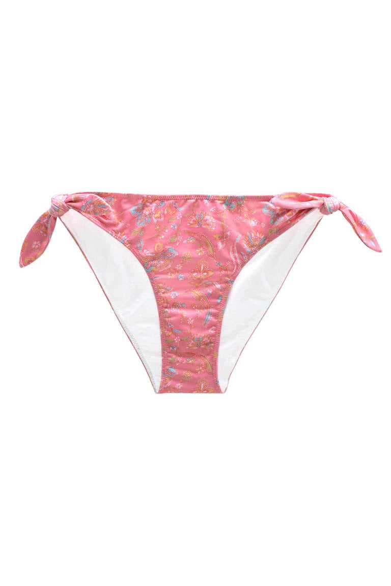 The sustainable bikini bottoms Kauai with pink mallow romance print are lightweight with decorative ties on the sides and all over floral print by Louise Misha. Shop sustainable women swimwear and swimwear for the whole family online. The best women swimwear and bikinis online - holiday wear.