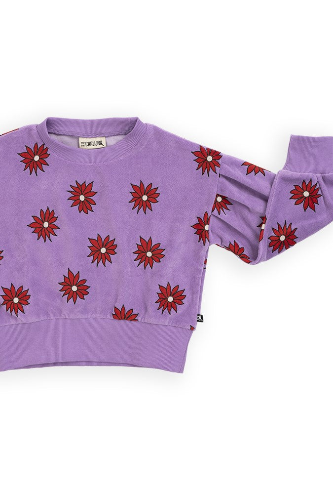 Shop velvelt organic cotton sweater with a dahlia print, the best kids clothing collection this season. This comfortable breathable girls sweater isperfect for everyday wear and trendy girls. The best presents and gifts for girls online.