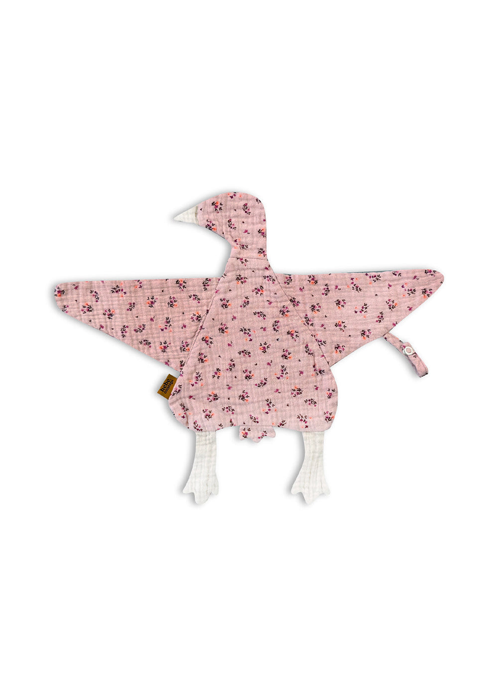 Pink floral muslin cuddle cloth by Hebe - Oeko-Tex certified soft comfort blanket with pacifier string for babies and newborns
