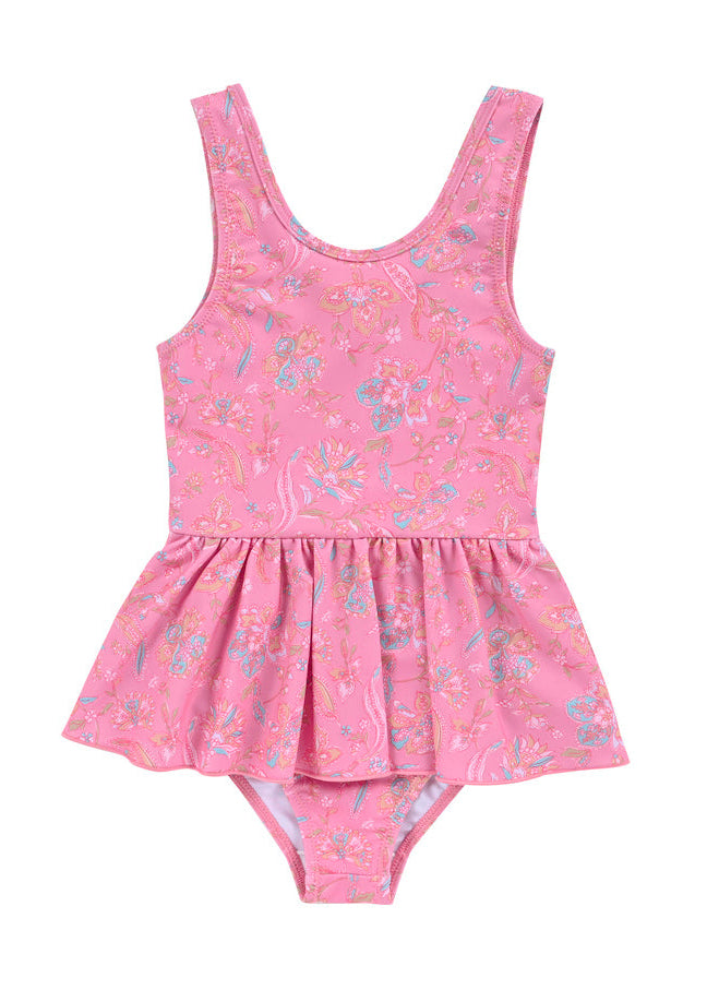 Louise Misha Kalinda girls swimsuit – sustainable kids swimwear in vibrant pink romance print