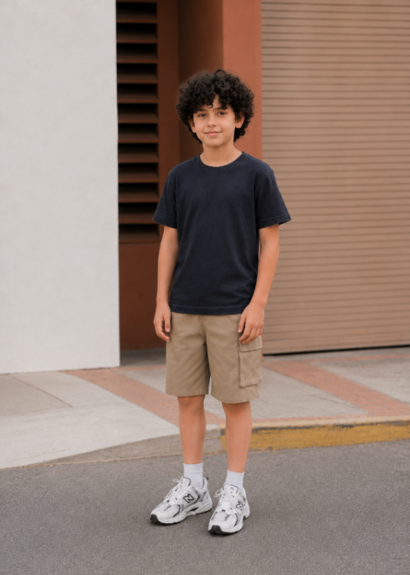 Child wearing black bamboo T-shirt outdoors — eco-friendly kids clothing by MiliMilu