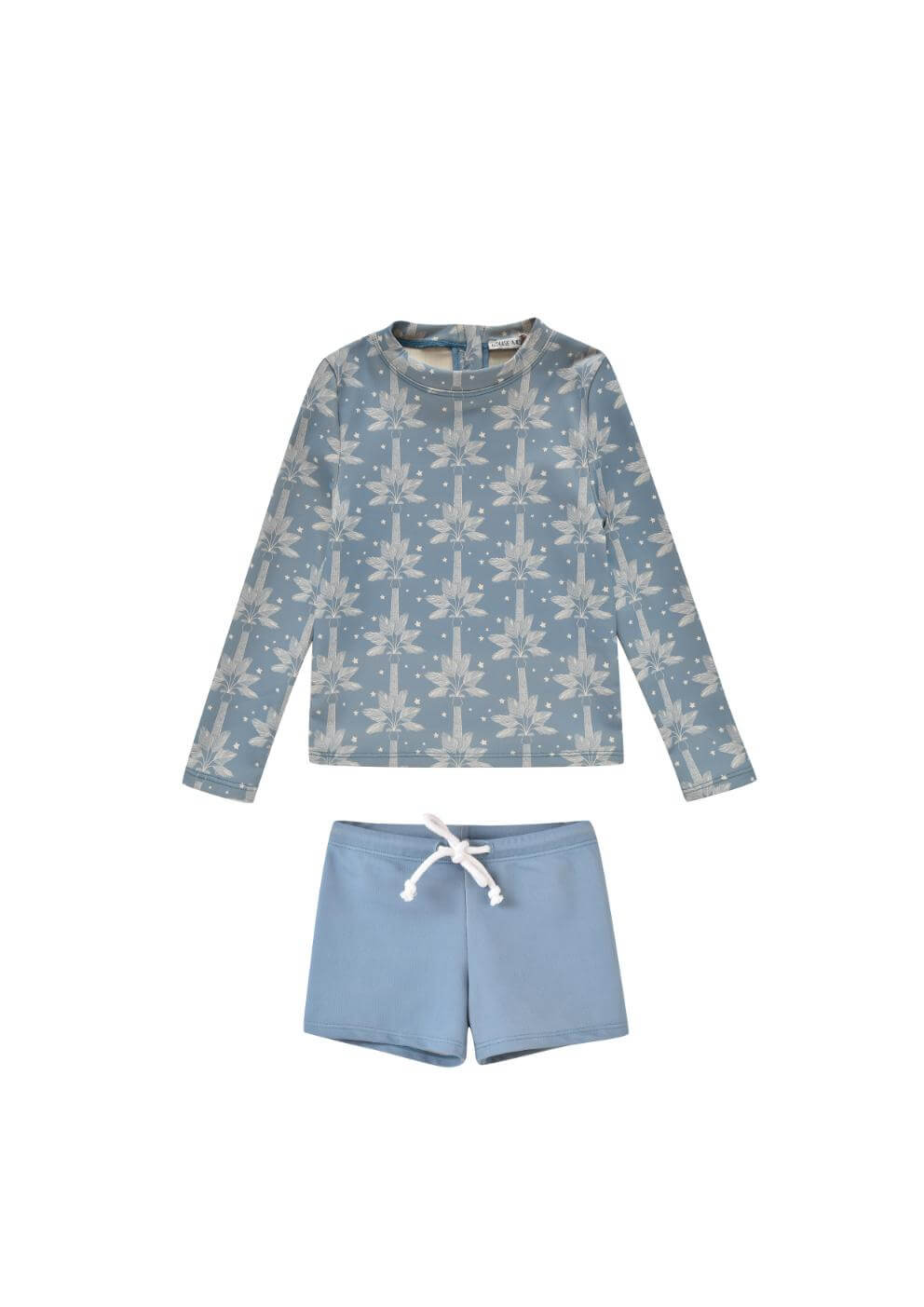 long sleeve boys by Louise Misha's blue print made from recycled materials. The SPF 50 fabric keeps the upper body safe from harmful sun rays online.