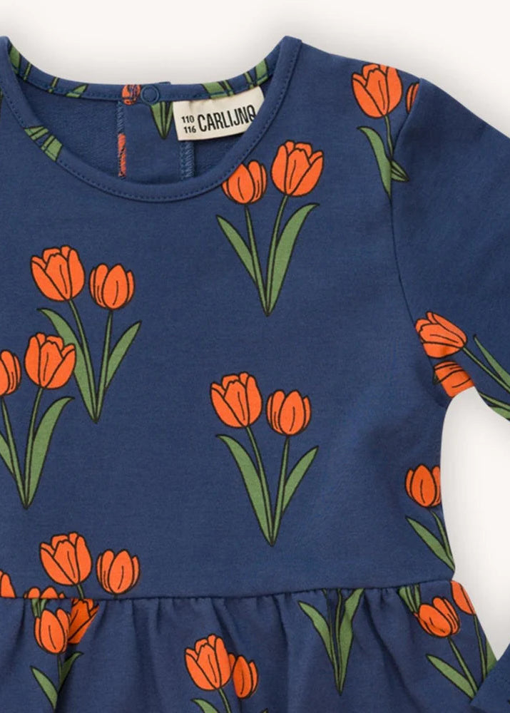 Organic cotton girls & tween tulip print dress by CarlijnQ - eco kids fashion HK AU UK